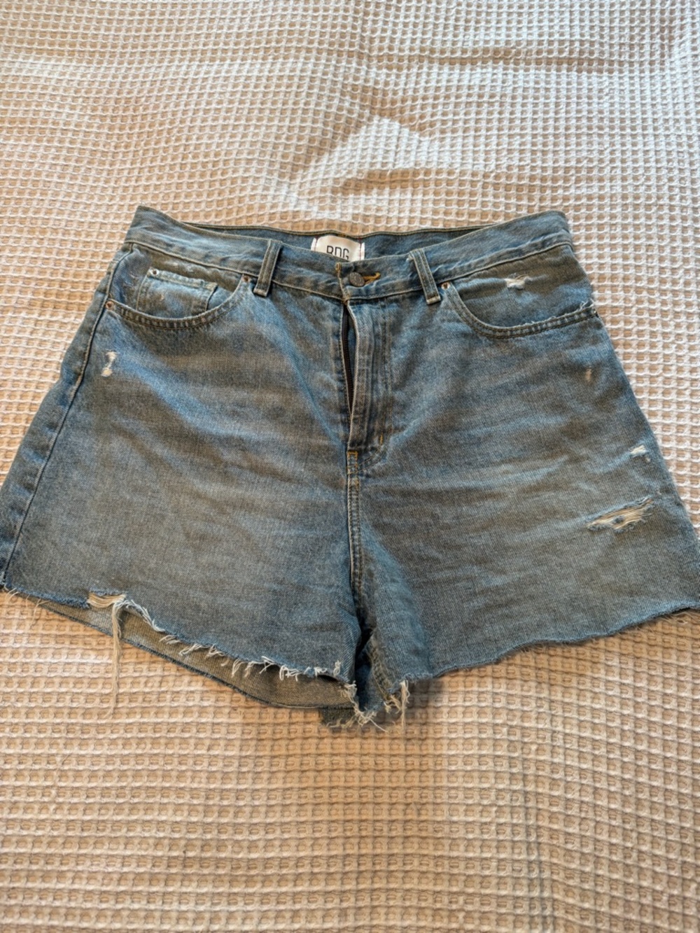 Urban Outfitters BDG Women's Distressed High-Rise Denim Shorts - Light Blue Wash